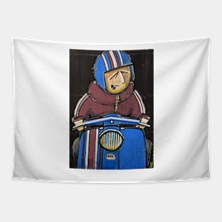 Retro Scooter, Classic Scooter, Scooterist, Scootering, Scooter Rider, Mod Art Tapestry