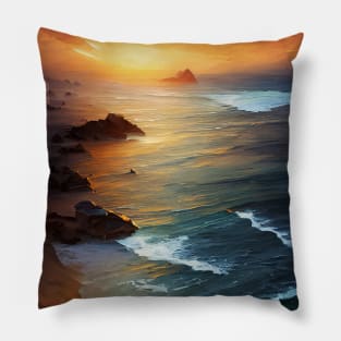 Vibrant Oleo Coral Reef Scene Pillow