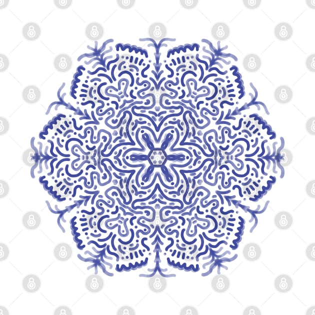 Blue Hand drawn Mandala by kallyfactory