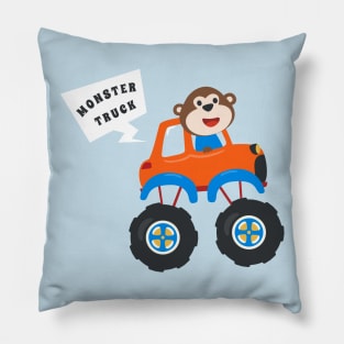 illustration of monster truck with cartoon style. Pillow