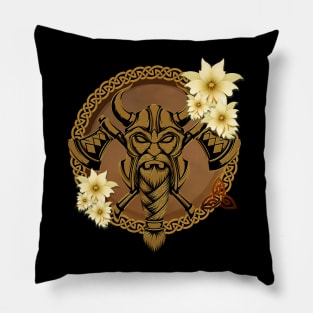 The fearless viking with Helmet with horns. Pillow