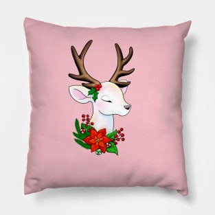 Elegant Christmas Reindeer Illustration Pillow