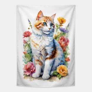 Adorable watercolor kitty Tapestry