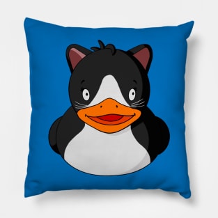 Black and White Tuxedo Cat Rubber Duck Pillow