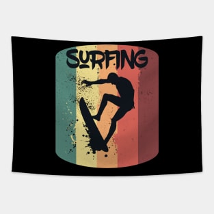 Vintage Surfing Surfer Silhouette Sunny Beach Gift Tapestry