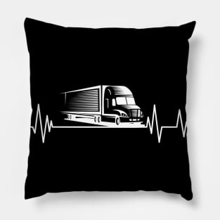 trruck heartbeat Funny Truck Driver , Trucker heartbeat Pillow