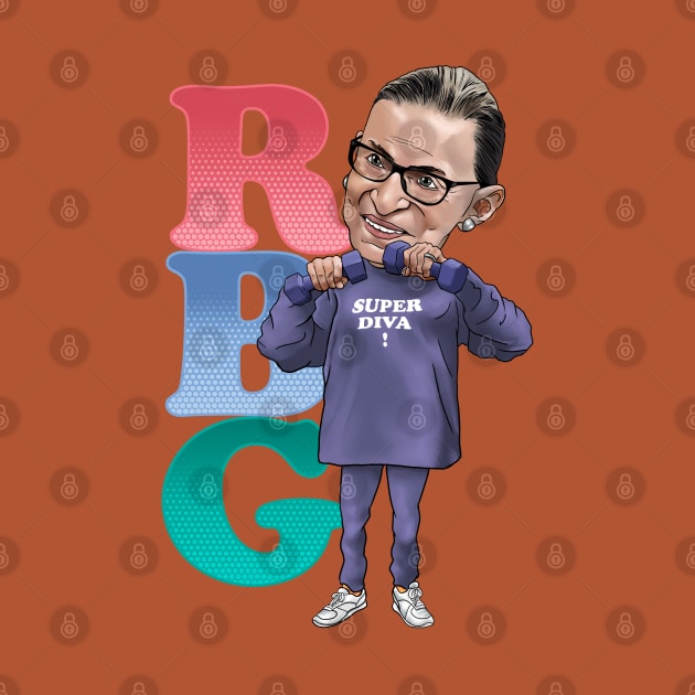 RBG Ruth Bader Ginsburg Workout Caricature by andantino