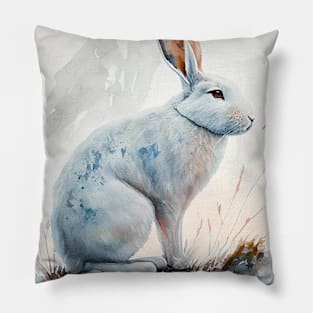 Arctic Hare- Watercolor Paint Pillow