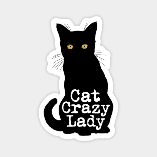 Cat Crazy Lady in Black Cat Silhouette Magnet