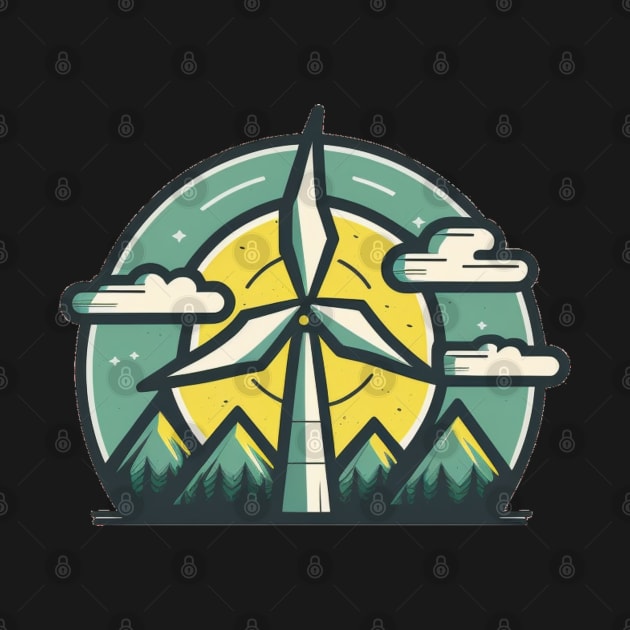 Get Your Eco-Chic On with the Wind Turbine Cartoon Design by Greenbubble