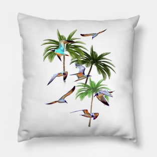 Seagulls and Palm Trees Pillow