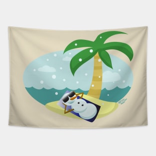 Snowman Vacation Tapestry