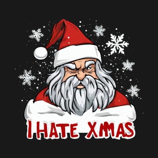 I Hate Christmas XMAS Bored Santa Claus Funny T-Shirt