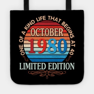 October 1980 One Of A Kind Life That Begins At 40 Years Old Limited Edition Happy Birthday To Me You Tote