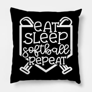 Eat Sleep Softball Repeat Cute Funny Pillow