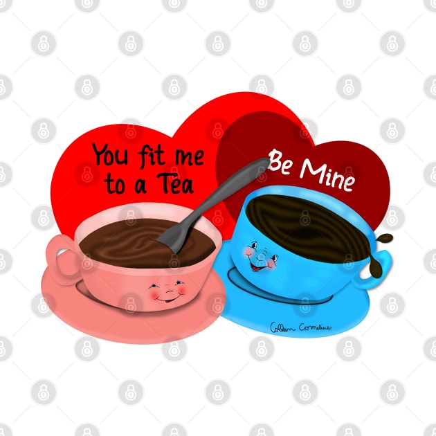 You Fit Me To A Tea Retro-Feel Cartoon Valentine by ButterflyInTheAttic