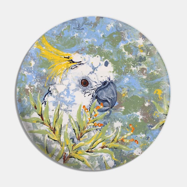 "Sulphur Secateur" Sulphur-Crested Cockatoo Pin by KADuffy