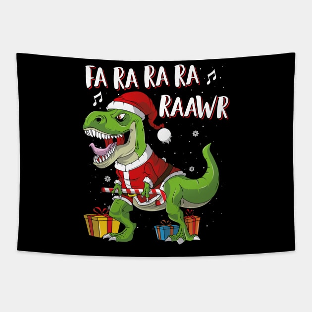 Fa Ra Ra Ra Ra Rawr Santa Dinosaur T Rex Funny Christmas Tapestry by trendingoriginals