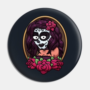 Sugar Skull Pin Up Girl Pin