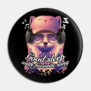 Good sleep with favorite song fox eyeglasses snooze digital pixel Pin