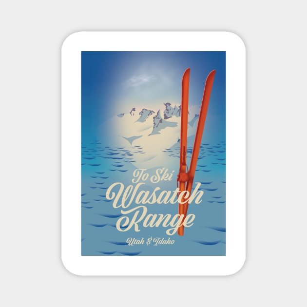 Wasatch Range Utah & Idaho Ski poster Magnet by nickemporium1