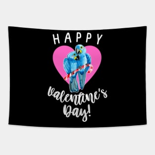 Happy Valentine's Day Hyacinth Macaw Parrot Couple Tapestry