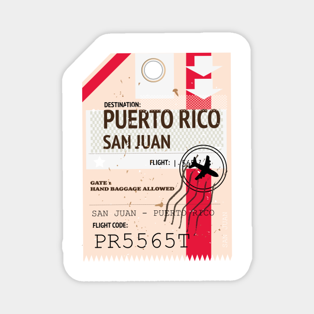 Puerto Rico San Juan vintage style travel ticket Puerto Rico San Juan