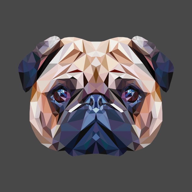 Funny Pug Polygon Dog Head Pet Gift by MaveriKDALLAS