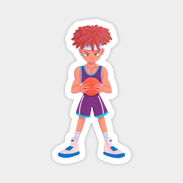 young basketball player, aesthetic sports illustration Magnet by angdelx art