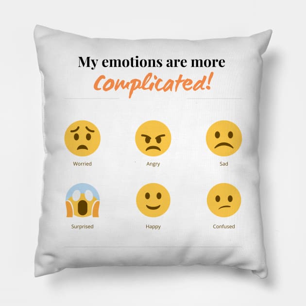 Emoji face My emotions are more complicated Pillow by Mission Bear