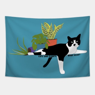 Cats and Plants what else tuxedo cat Tapestry
