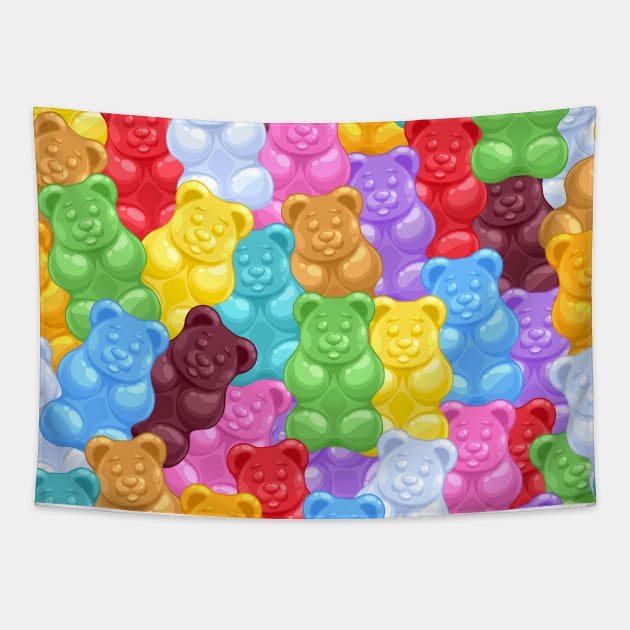 Rainbow Gummy Bear Candy Tapestry by NewburyBoutique