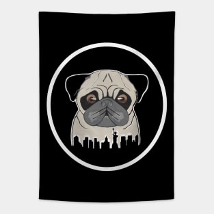 NEW YORK City Pug Dog Painting Tapestry