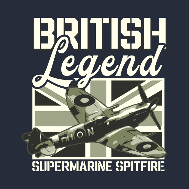 Supermarine Spitfire Fighter Aircraft RAF British Legend Retro Plane by BeesTeez