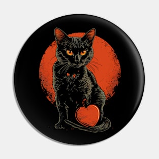 Valentine's Day Love Vintage Halloween Black Cat Witch Retro Cute Super Cool Best Gift Pin