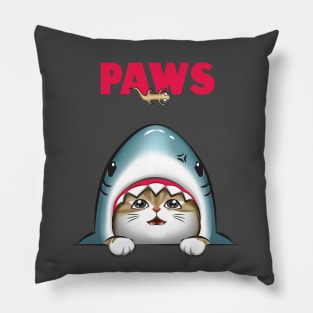 Paws Cat Shark Attack Cute Funny Cat Parody Top Pillow