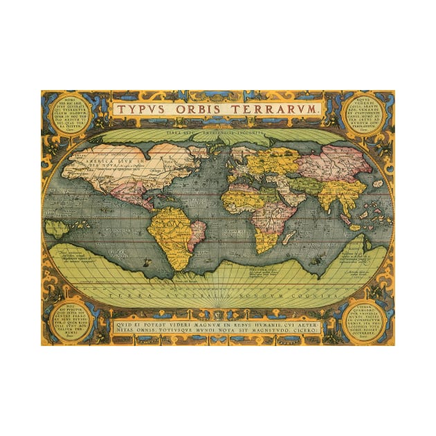 Antique Old World Map by Abraham Ortelius, 1592 by MasterpieceCafe