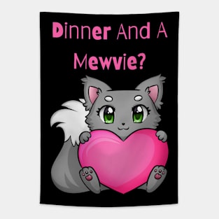 Flirty Cat, Dinner And A Mewvie? Tapestry