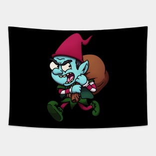 Evil Christmas Elf Stealing Presents Tapestry