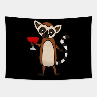 Smiledrinka Lemur Drinking Wine Tapestry