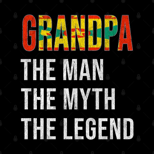 Grand Father Grenadan Grandpa The Man The Myth The Legend - Gift for Grenadan Dad With Roots From  Grenada by Country Flags