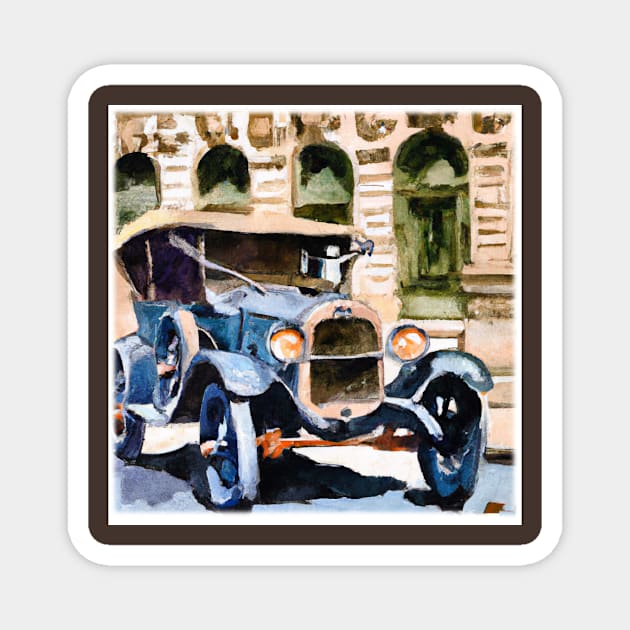 Vintage Jalopy Watercolor Magnet by Starbase79