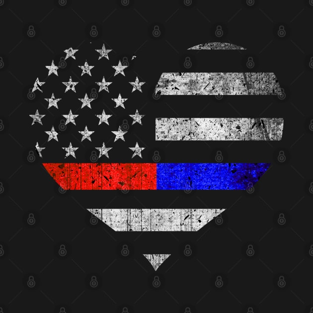 Thin Red Blue Line Heart - Police Officer - Firefighter Flag by bluelinemotivation