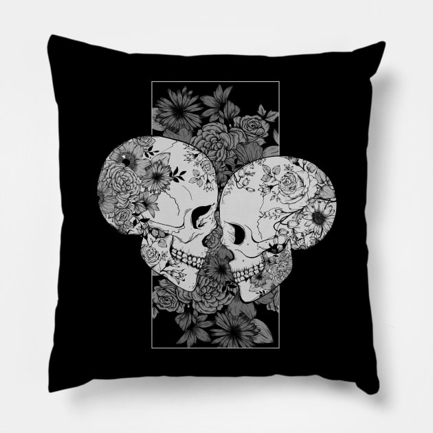 Grey scale lovers floral Pillow by Jess Adams