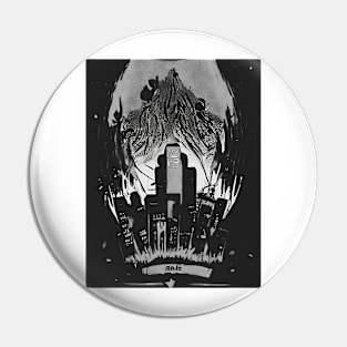 Dystopian Nightmare B&W Pin