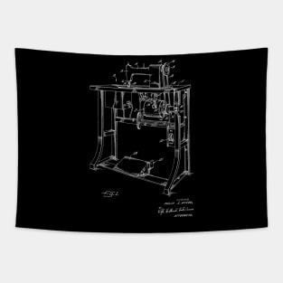 Sewing Machine Power Transmission System Vintage Patent Hand Drawing Tapestry