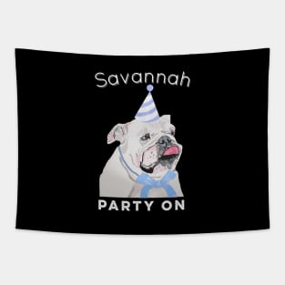 Savannah Georgia Souvenir Funny Bulldog Party On Tapestry