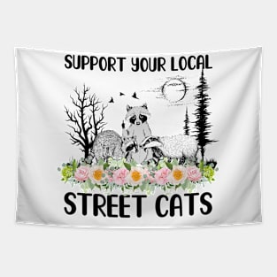 Support your local street cats raccoon lover Tapestry