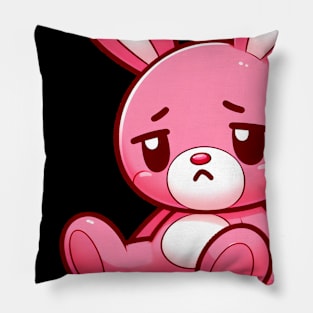 Pink Bunny | Sad Bunny | Depressed Carrot Pillow