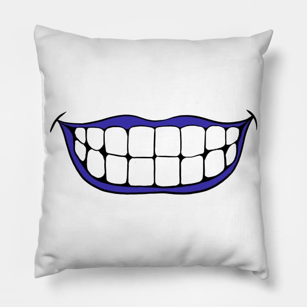 Big Smile -Blue Pillow by Episodic Drawing